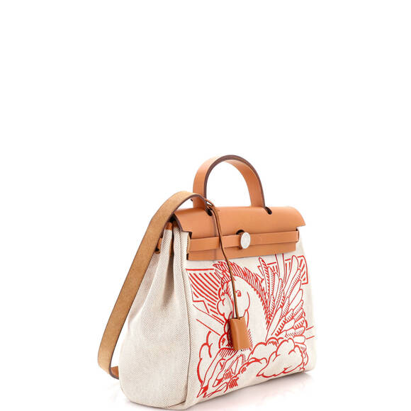 Hermes 31 Herbag Zip Pegase Pop Toile and Leather - Picture 3 of 8